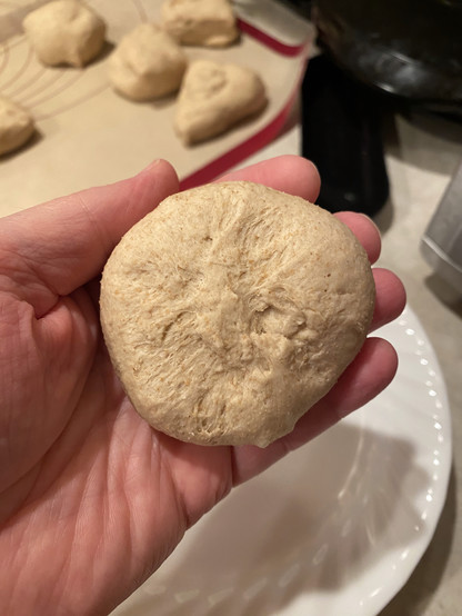 A smoother rough side on this bagel mound, smooth side still down, but the rough side is pretty smooth now. A smoother rough side on this bagel mound, smooth side still down, but the rough side is pretty smooth now.