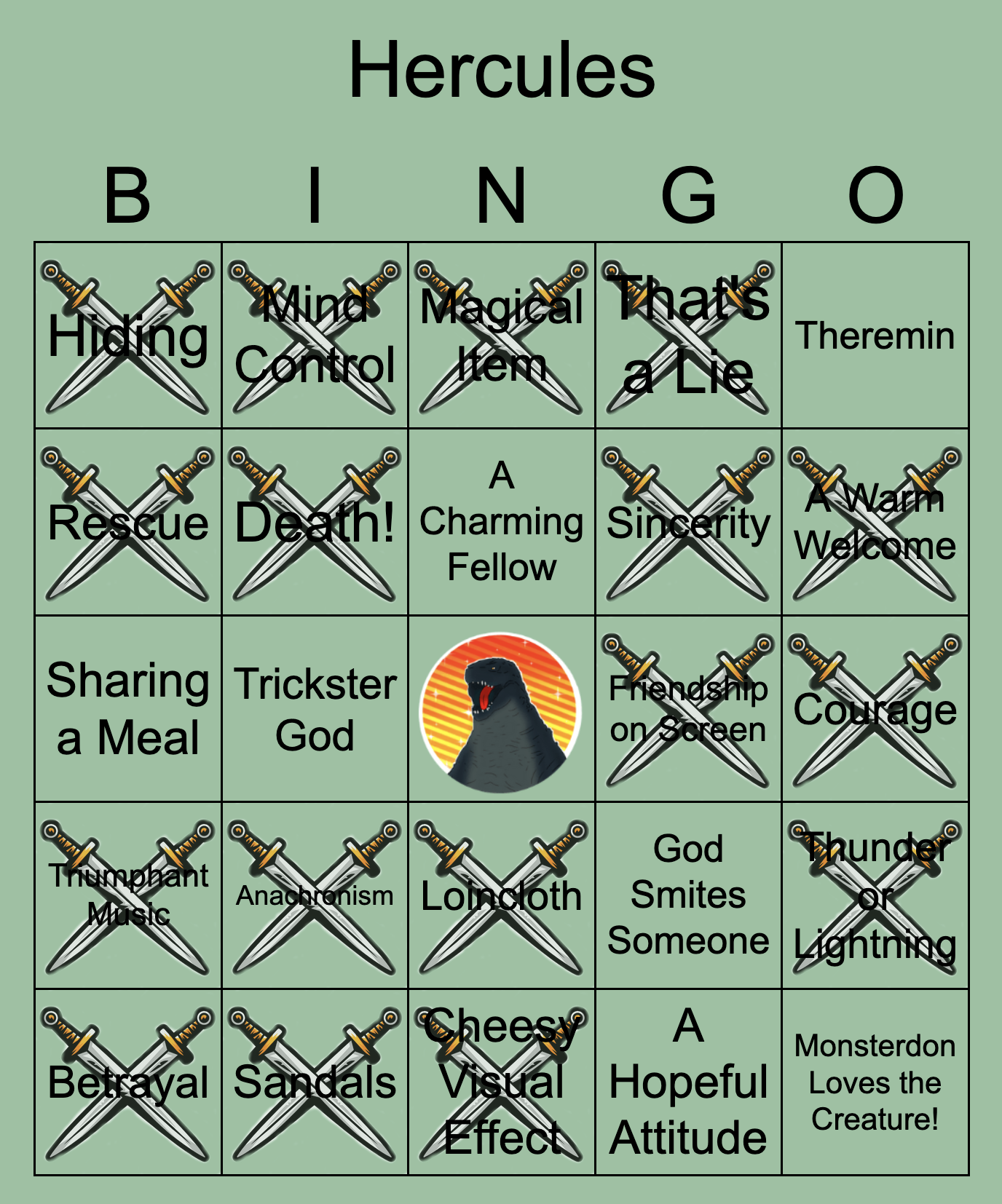A zero-bingo card for Hercules despite only 6 boxes _not_ checked off